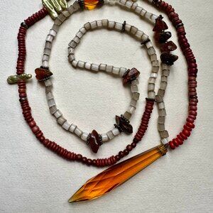 Unique Bohemian 38" Long Upcycled Statement Necklace